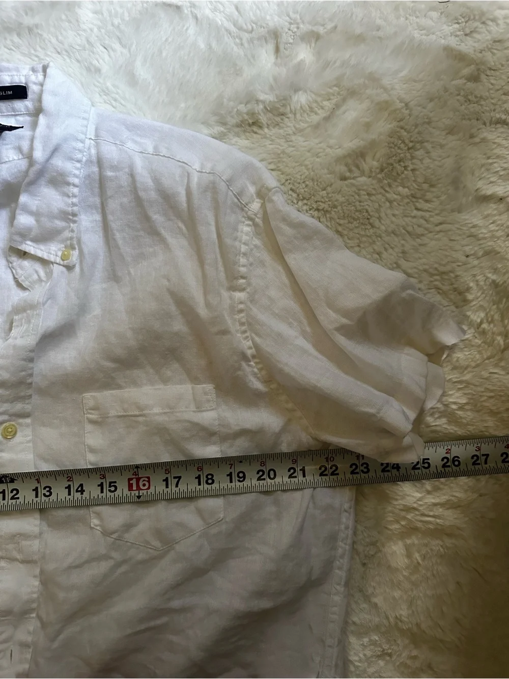 J.Crew Men's Short-Sleeve Irish Linen Shirt White Button Down Large Slim